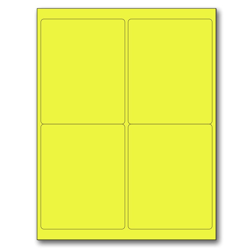 NextDayLabels - 8-1/2 x 11 Neon Color High Light Fluorescent Labels for Laser & Inkjet Printer (Yellow Fluorescent, 4 x 5-4 Per Page | 400 Labels) - Image 1